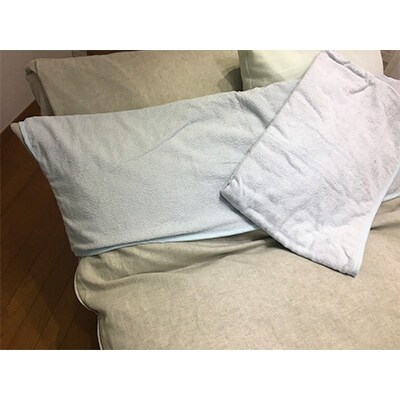 綿100%タオル生地　布団　襟カバー　　シングル　ブルー　同色2枚組