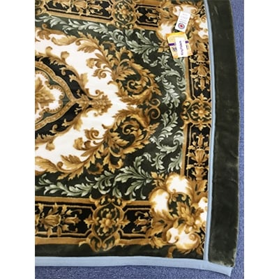 日本製　アクリル　マイヤー毛布　シングル　グリーン　1枚　(新合繊合わせ毛布)1625