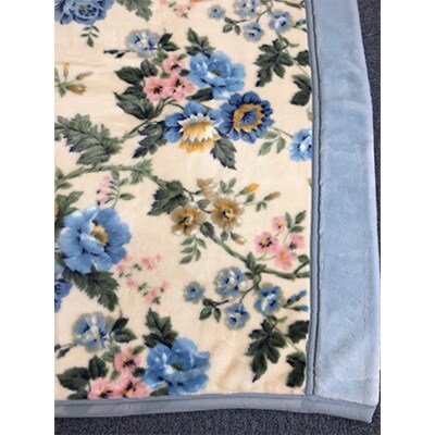 日本製　アクリル　マイヤー毛布　シングル　ブルー　1枚　(新合繊合わせ毛布)1629