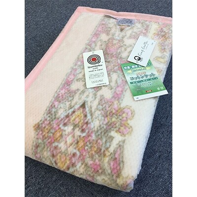 泉大津市産　マイヤー綿毛布　シングルサイズ　更紗2　ピンク　82717　PI