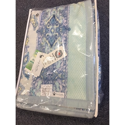 泉大津市産　マイヤー綿毛布　シングルサイズ　更紗2　ブルー　82717　BL
