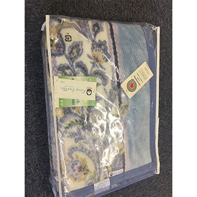泉大津市産　マイヤー綿毛布　シングルサイズ　更紗1　ブルー　82713　BL