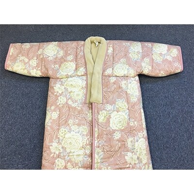 泉大津市産　遠赤わた入り　マイヤー毛布夜着　200cm丈　花柄　ピンク　9367PI