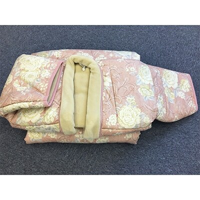 泉大津市産　遠赤わた入り　マイヤー毛布夜着　200cm丈　花柄　ピンク　9367PI