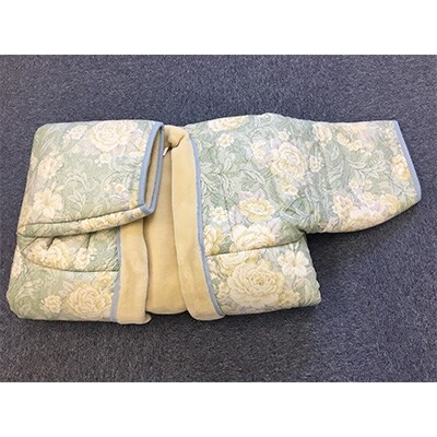 泉大津市産　遠赤わた入り　マイヤー毛布夜着　200cm丈　花柄　ブルー　9367BL