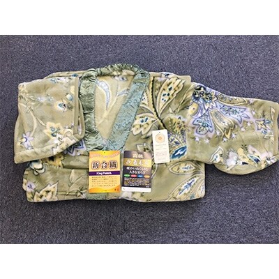 泉大津市産　新合繊総詰　マイヤー毛布夜着　200cm丈　サラサ　グリーン　9430GR