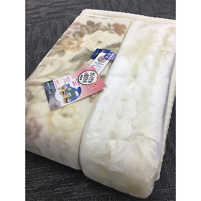 C.R.P加工毛布　2枚合わせマイヤー毛布　シングルサイズ　ベージュ　1枚　21508柄