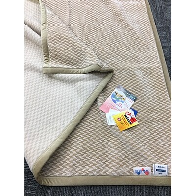 C.R.P加工毛布　クロスマイヤー毛布　シングルサイズ　ベージュ　1枚　11701柄