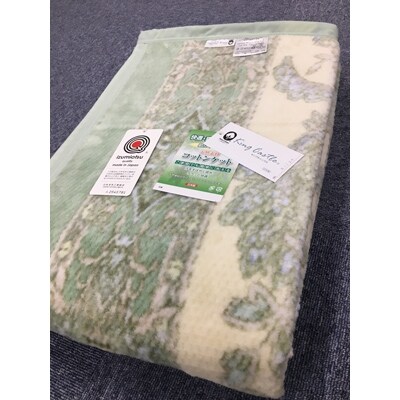 泉大津市産　マイヤー綿毛布　シングルサイズ　グリーン系　81720GR