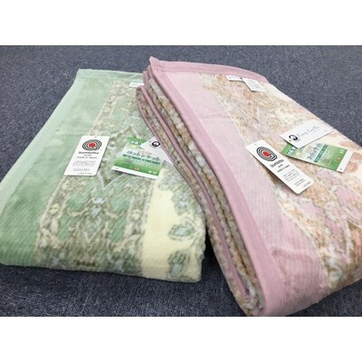 泉大津市産　マイヤー綿毛布　シングルサイズ　グリーン系　81720GR