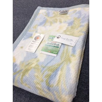 泉大津市産　マイヤー綿毛布　シングルサイズ　ブルー系　81721BL
