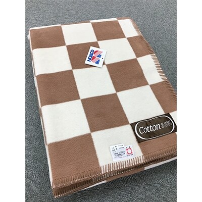 綿100%　綿毛布　シングル　140×200cm　ブラウン系　CO909BR