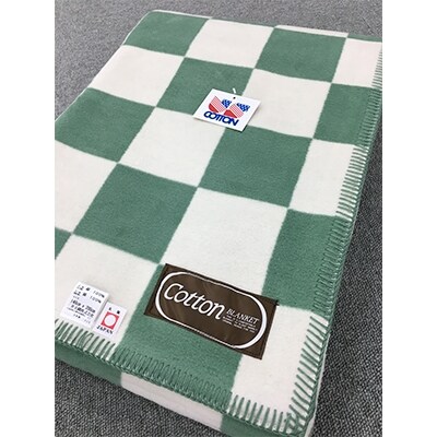 綿100%　綿毛布　シングル　140×200cm　グリーン系　CO909GR