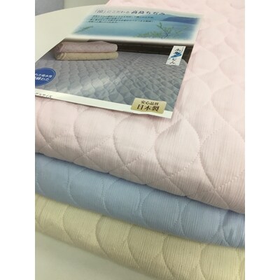 日本製　綿100%　敷きパッド　高島ちぢみ脱脂綿わた入り　シングルサイズ　アイボリー系
