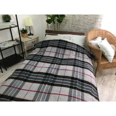 日本製　洗える　しっとり　ウール混　毛布　シングル　グレー　1枚　140×200cm　ウール50%