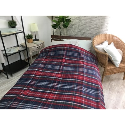 日本製　洗える　しっとり　ウール混　毛布　シングル　レッド　1枚　140×200cm　ウール50%