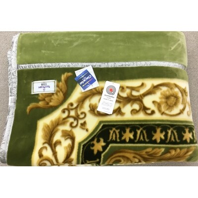 アクリル　マイヤー毛布2.4kg　シングル　グリーン　1枚　(新合繊合わせ毛布)YO2600