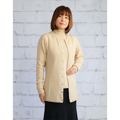 希少ベビーカシミヤ100%　女性　ロングカーディガン　M　ベージュ　1枚