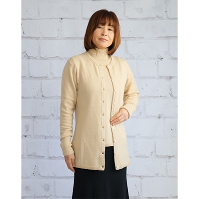 希少ベビーカシミヤ100%　女性　ロングカーディガン　L　ベージュ　1枚