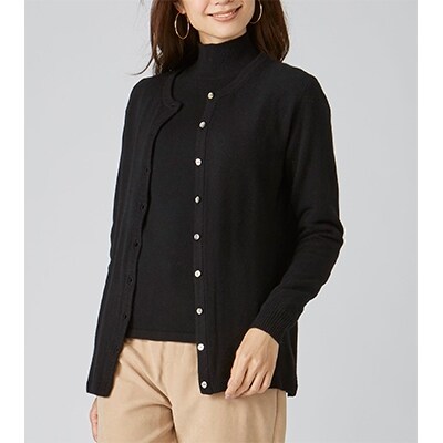 希少ベビーカシミヤ100% 女性 ロングカーディガン L ブラック 1