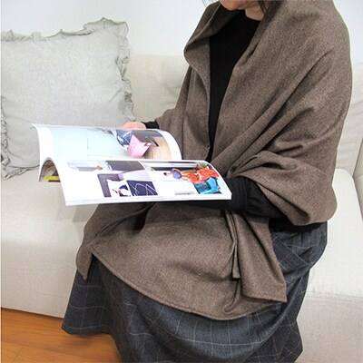 あったかくて洗える毛布羽織るタイプ　カシミヤ20%　ヘリンボン　(約70×180cm)