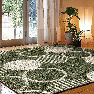 抗ウイルス加工　カーペット　グリーン　1枚　　約185×185cm　270042216型