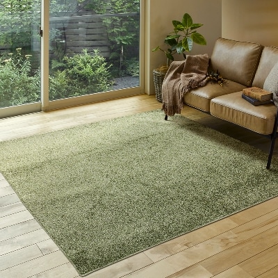 日本製　カーペット　グリーン　1枚　　約130×185cm　240611906型