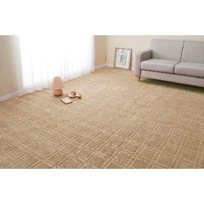 日本製　カーペット　正方形　8帖　約352×352cm　ベージュ　1枚　 600016480型