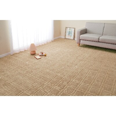 日本製　カーペット　長方形　10帖　約352×440cm　ベージュ　1枚　 600016490型