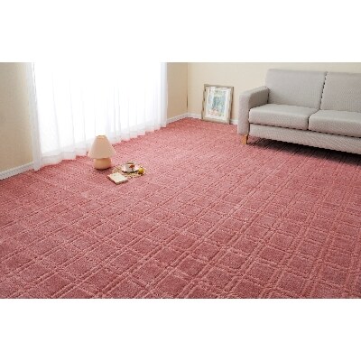 日本製　カーペット　長方形　6帖　約261×352cm　ローズ　1枚　 600016760型