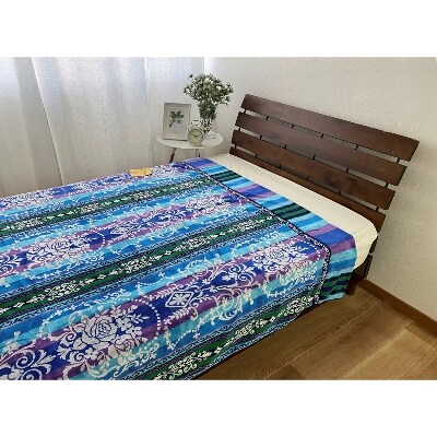 日本製　洗える　タオルケット　シングル　140x200cm　1枚　N-0253801BL
