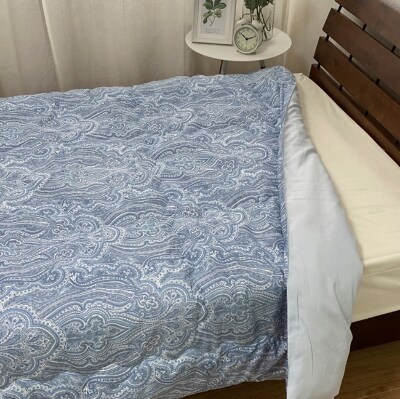 肌布団　シングル　150x210cm　吸放温性わた0.4kg入り　ブルー　1枚　S-5462BL