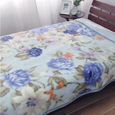 C.R.P加工毛布　マイヤー毛布　シングル　ブルー　1枚　(2枚合わせ毛布)20809BL
