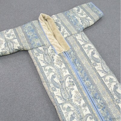 泉大津市産　遠赤わた入り　マイヤー毛布夜着　200cm丈　ブルー　1枚　9372BL