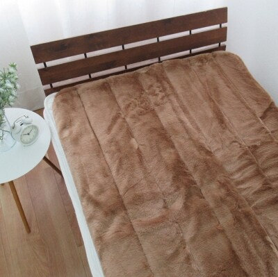 日本製　ミンクファー調　敷きパッド　シングル　100×205cm　ブラウン　MK-2BR