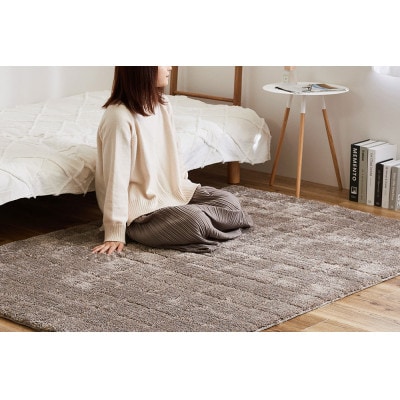 日本製　ふっくら機能　カーペット　ブラウン　1枚　約130×190cm　600061000型