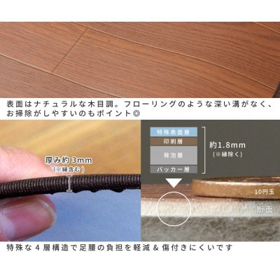 日本製　撥水・消臭・抗菌　キッチンマット　約90×120cm　ダークブラウン　350114650型