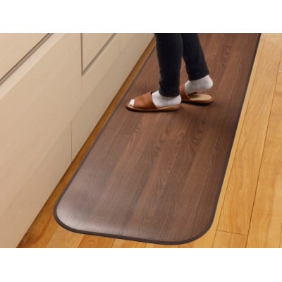 日本製　撥水・消臭・抗菌　キッチンマット　約90×180cm　ダークブラウン　350114652型