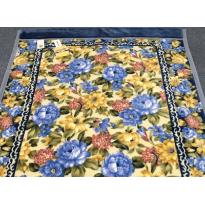 日本製　アクリル　マイヤー毛布　シングル　ブルー　1枚　(新合繊合わせ毛布)1637BL
