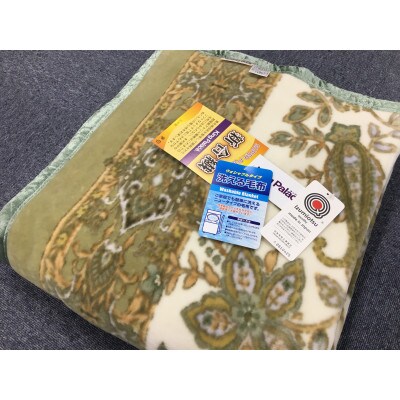 日本製　アクリル　マイヤー毛布　シングル　グリーン　1枚　(新合繊ニューマイヤー毛布)1192GR