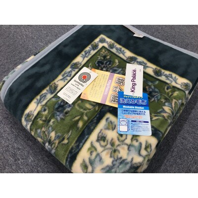 日本製　アクリル　マイヤー毛布　シングル　グリーン　1枚　(新合繊ニューマイヤー毛布)1175GR