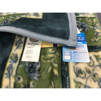 日本製　アクリル　マイヤー毛布　シングル　グリーン　1枚　(新合繊ニューマイヤー毛布)1175GR