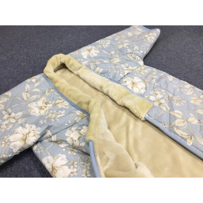 泉大津市産　遠赤わた入り　マイヤー毛布夜着　200cm丈　ブルー　1枚　9374BL