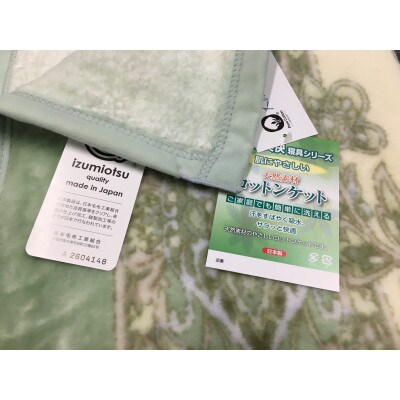 泉大津市産　マイヤー綿毛布(ニューマイヤー毛布)　シングル　グリーン　1枚　81718GR
