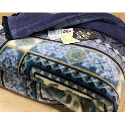 日本製　マイヤー毛布　シングル　ブルー　1枚　(カシミヤ・ウール混わた入り毛布)N-CAK143BL