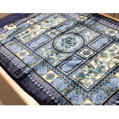 日本製　マイヤー毛布　シングル　ブルー　1枚　(カシミヤ・ウール混わた入り毛布)N-CAK143BL