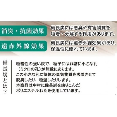 日本製　備長炭わた入り　敷きパッド　シングル　100×205cm　ベージュ　BFP-10SBE