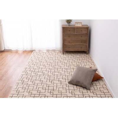 日本製　多機能　カーペット　ベージュ　1枚　8帖　約352×352cm　600000480型