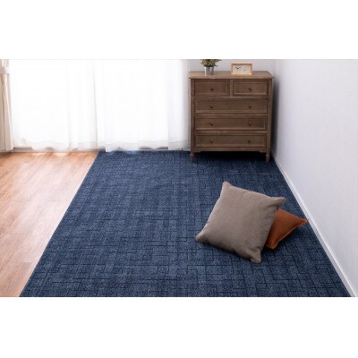 日本製　多機能　カーペット　ネイビー　1枚　3帖　約176×261cm　600000630型