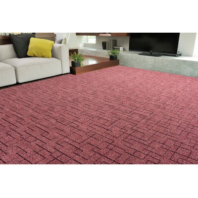 日本製　多機能　カーペット　ワイン　1枚　8帖　約352×352cm　600000780型